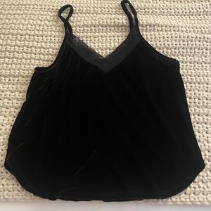 Velvet + sheer v neck tank